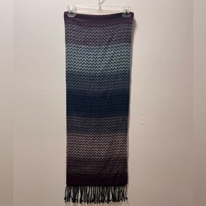 Made in Scotland 100% Cashmere Cosy, Warm Scarf, Zigzag Pattern with Fringe